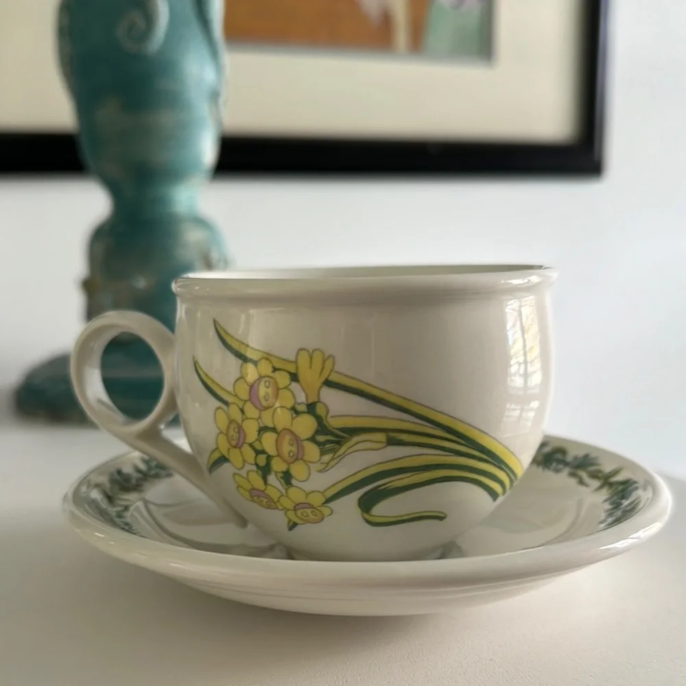 Vintage Portmeirion Flowers of the Year Pattern Cup and Saucer Made in England